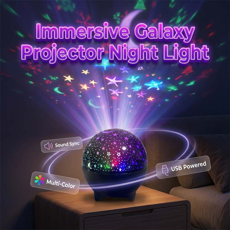 🥳2026 HOT SALE🥳💞50K+ SOLD!🌌✨ 50% OFF! USB LED Galaxy Projector Night Light – Sound‑sync, multiple colour modes. Projects stars, moons & festive themes. A mesmerising light show at home! 🎵💫