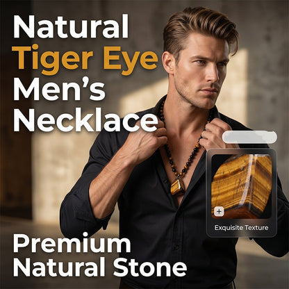 🥳2026 HOT SALE🥳💞50K+ SOLD!🪨🔮 50% OFF! Men‘s Tiger’s Eye Beaded Necklace – Natural gemstone, hand‑woven cord, adjustable length. Strength & protection in every bead. A timeless piece for the modern man! 💪✨