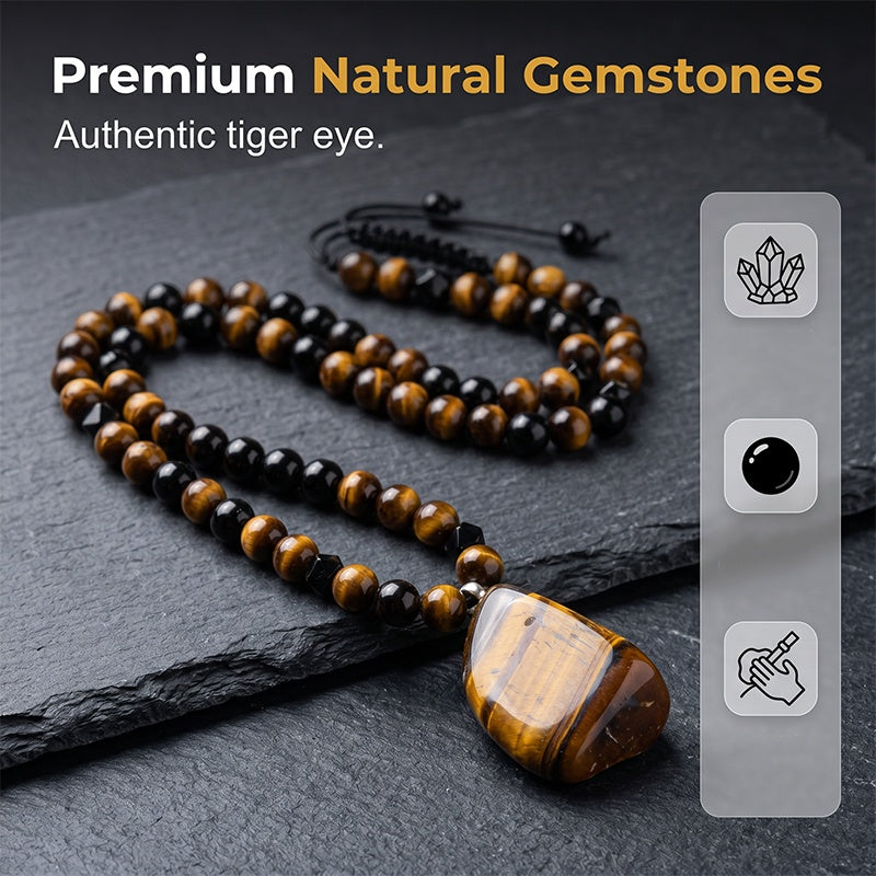 🥳2026 HOT SALE🥳💞50K+ SOLD!🪨🔮 50% OFF! Men‘s Tiger’s Eye Beaded Necklace – Natural gemstone, hand‑woven cord, adjustable length. Strength & protection in every bead. A timeless piece for the modern man! 💪✨