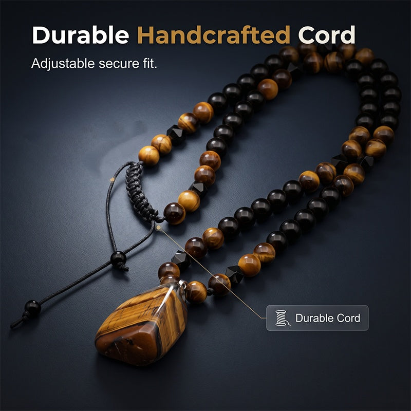 🥳2026 HOT SALE🥳💞50K+ SOLD!🪨🔮 50% OFF! Men‘s Tiger’s Eye Beaded Necklace – Natural gemstone, hand‑woven cord, adjustable length. Strength & protection in every bead. A timeless piece for the modern man! 💪✨