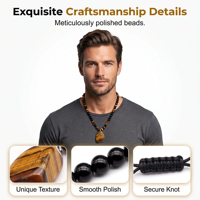 🥳2026 HOT SALE🥳💞50K+ SOLD!🪨🔮 50% OFF! Men‘s Tiger’s Eye Beaded Necklace – Natural gemstone, hand‑woven cord, adjustable length. Strength & protection in every bead. A timeless piece for the modern man! 💪✨