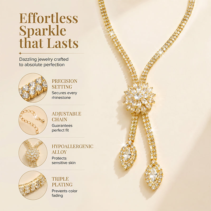 🥳2026 HOT SALE🥳💞50K+ SOLD!🌸✨ 50% OFF! Women‘s Zircon Flower Necklace & Earrings Set – Sparkling floral design, lightweight & elegant. Perfect for daily wear or special occasions! 💎🎀