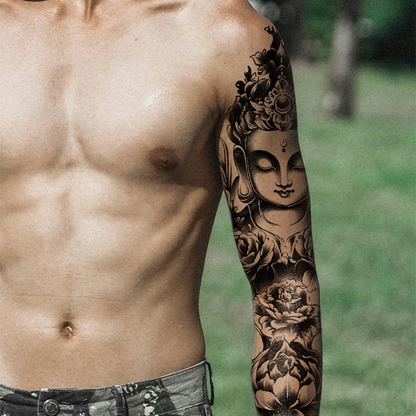 🥳2026 HOT SALE🥳💞50K+ SOLD!💪🎨 50% OFF! Large Full Sleeve Temporary Tattoos – Waterproof & sweatproof, realistic ink look. Easy 10‑sec application, safe & skin‑friendly. 🖤✨