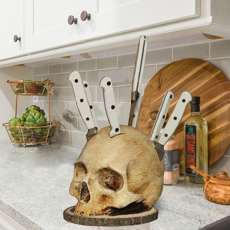 🥳2026 HOT SALE🥳💞50K+ SOLD!💀🔪 50% OFF! Creative Skull Resin Knife Holder – Durable, no installation needed, easy to clean. A bold statement piece for unique kitchens! 🏠✨