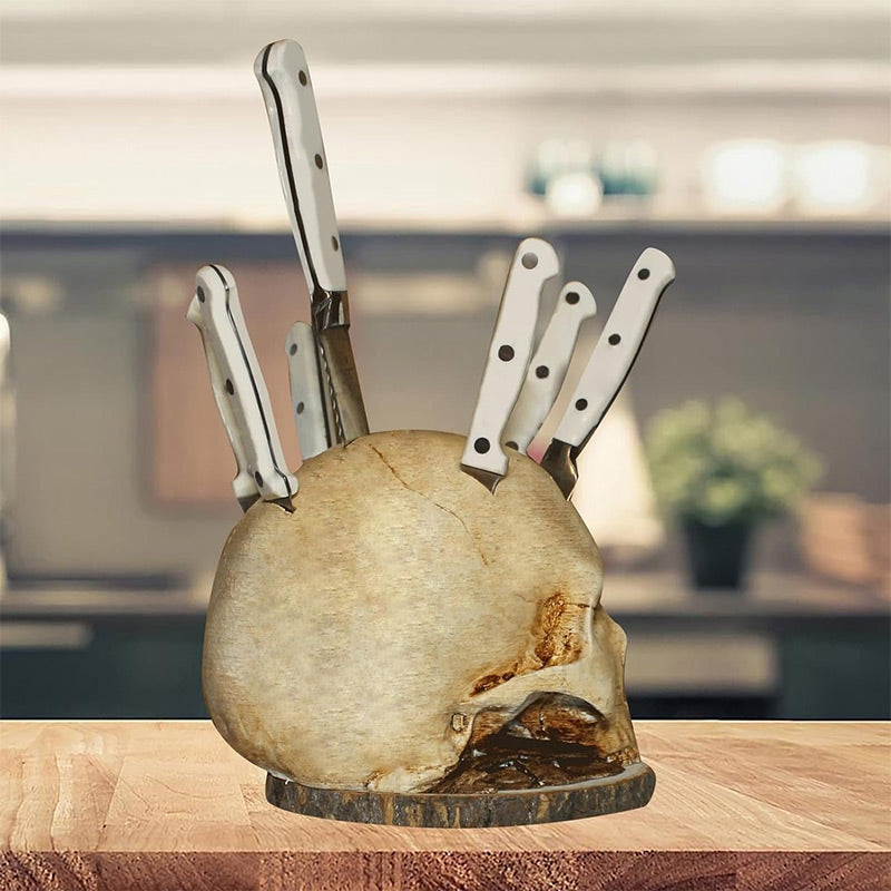 🥳2026 HOT SALE🥳💞50K+ SOLD!💀🔪 50% OFF! Creative Skull Resin Knife Holder – Durable, no installation needed, easy to clean. A bold statement piece for unique kitchens! 🏠✨