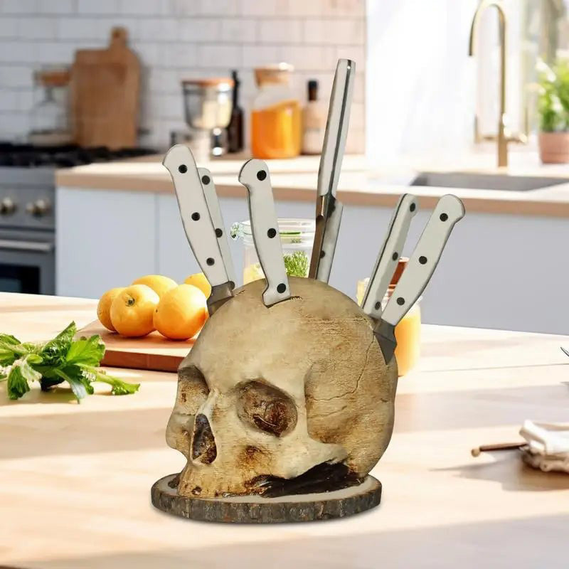 🥳2026 HOT SALE🥳💞50K+ SOLD!💀🔪 50% OFF! Creative Skull Resin Knife Holder – Durable, no installation needed, easy to clean. A bold statement piece for unique kitchens! 🏠✨