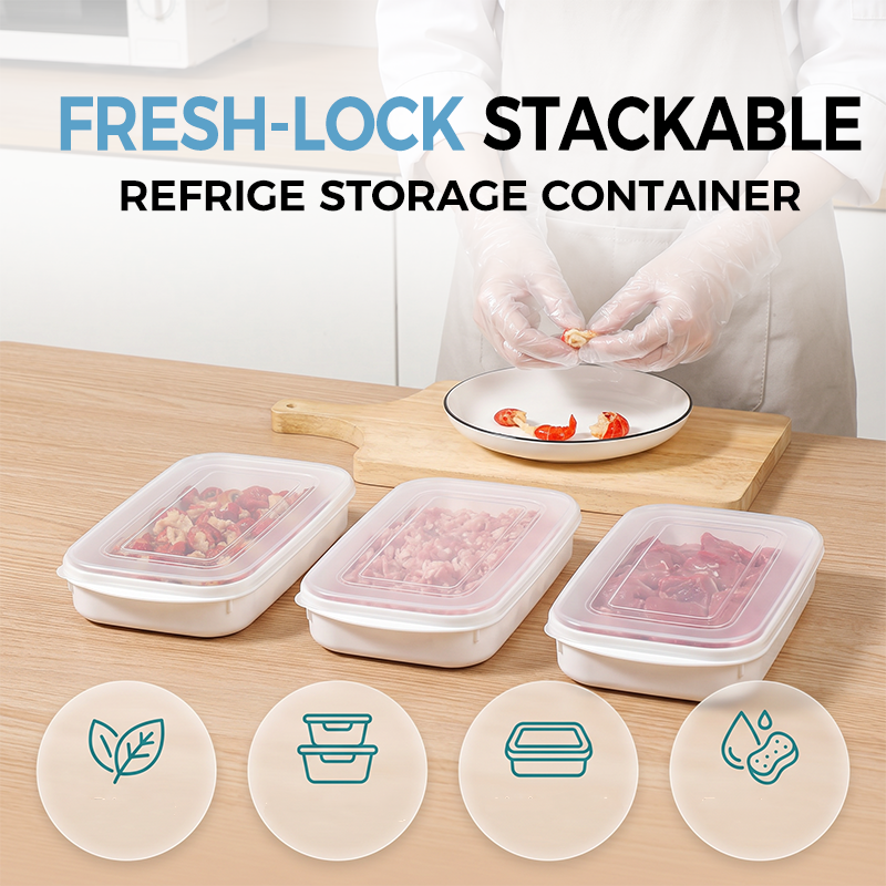 🥳2026 HOT SALE🥳💞50K+ SOLD! 📦🧊 50% OFF! Stackable Fridge Container with Airtight Lid – Transparent for quick view, stackable for space saving. Food‑grade, easy clean – a smarter fridge! 🏠✨
