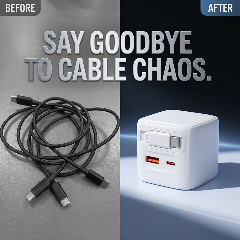 🥳2026 HOT SALE🥳💞50K+ SOLD!🔌🔄 50% OFF! 30W GaN Charger with Retractable Cable – Built‑in 70cm cord, auto retract. 3‑in‑1, ultra‑compact 50mm. No more tangled cables! 🎯✨