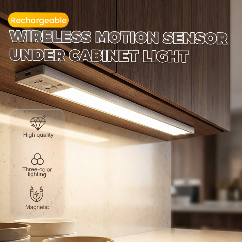 🥳2026 HOT SALE🥳💞50K+ SOLD!💡🛡️ 50% OFF! Motion Sensor Under Cabinet Light – Auto‑on when you walk in, 120° sensing range. 3 colour temps & 5 brightness levels. Magnetic install – no screws! 🔋✨