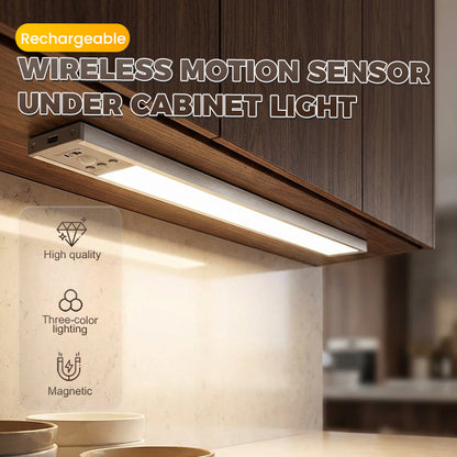 🥳2026 HOT SALE🥳💞50K+ SOLD!💡🛡️ 50% OFF! Motion Sensor Under Cabinet Light – Auto‑on when you walk in, 120° sensing range. 3 colour temps & 5 brightness levels. Magnetic install – no screws! 🔋✨