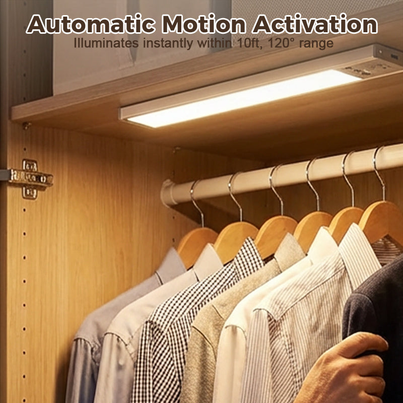 🥳2026 HOT SALE🥳💞50K+ SOLD!💡🛡️ 50% OFF! Motion Sensor Under Cabinet Light – Auto‑on when you walk in, 120° sensing range. 3 colour temps & 5 brightness levels. Magnetic install – no screws! 🔋✨