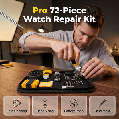 🥳2026 HOT SALE🥳💞50K+ SOLD! ⌚⚡ 50% OFF! 72‑Piece Professional Watch Repair Kit – Swiss‑grade precision for band sizing, battery swap & case opening. Anti‑static, scratch‑free, ultra‑precise. From £12.99 – lowest price online! 🛠️✨