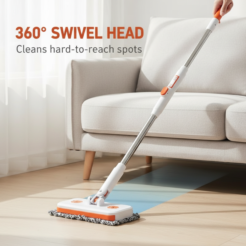 🥳2026 HOT SALE🥳💞50K+ SOLD! 🧹✨ 50% OFF! Multi-Functional Hands-Free Clip Flat Mop – One-key press opens clamps – no touching dirty cloths! Shark-tooth grip holds any wipe or towel firmly. Hygienic & hassle-free! 🧤💪