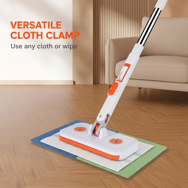 🥳2026 HOT SALE🥳💞50K+ SOLD! 🧹✨ 50% OFF! Multi-Functional Hands-Free Clip Flat Mop – One-key press opens clamps – no touching dirty cloths! Shark-tooth grip holds any wipe or towel firmly. Hygienic & hassle-free! 🧤💪