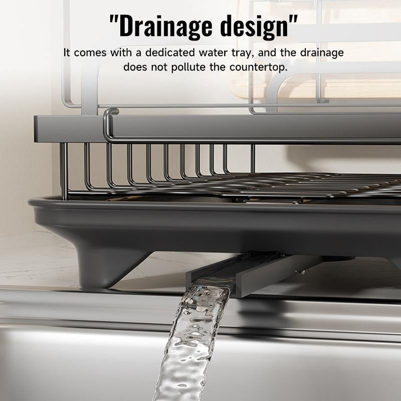 🍽️ Double the Drying Space – 2-Tier Dish Rack with Rustproof Frame & Drainboard. 50% Off. UK Stock