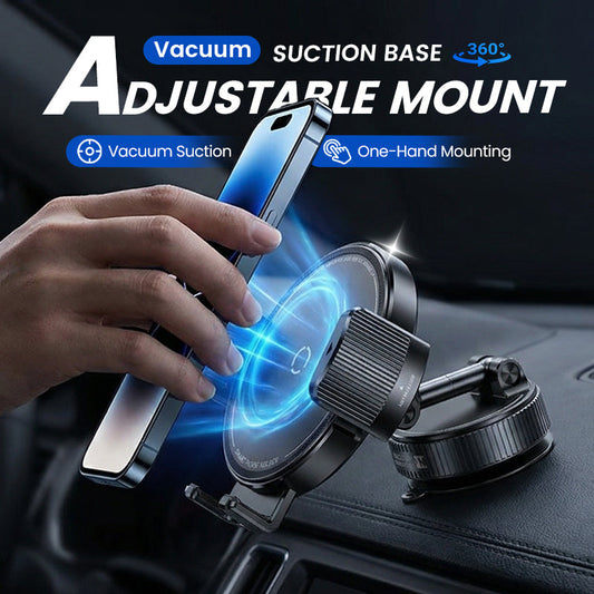 🥳2026 HOT SALE🥳💞50K+ SOLD! 🚗📱 50% OFF! Adjustable Magnetic Car Mount – Vacuum suction base for secure hold on bumpy roads. 24 N55 magnets – strong grip through most cases. 1080° rotation – perfect angle every time! 🛡️✨
