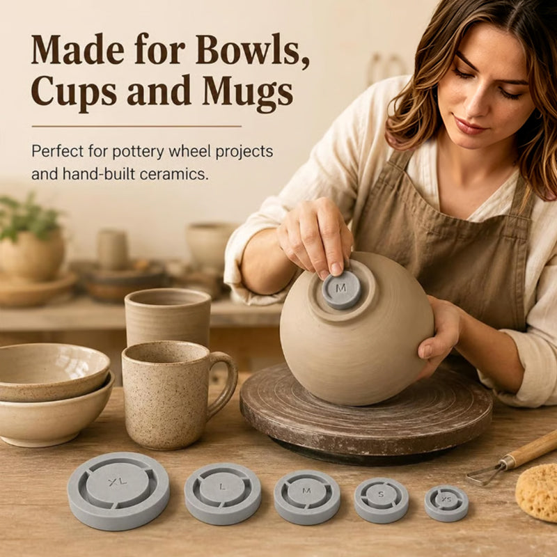 🥳2026 HOT SALE🥳💞50K+ SOLD!🏺✨ 50% OFF! Pottery Foot Ring Template – Quick centering, 5 sizes for cups to bowls. 3‑step press & shape. Perfect for beginners & hobbyists! 🌀🛠️