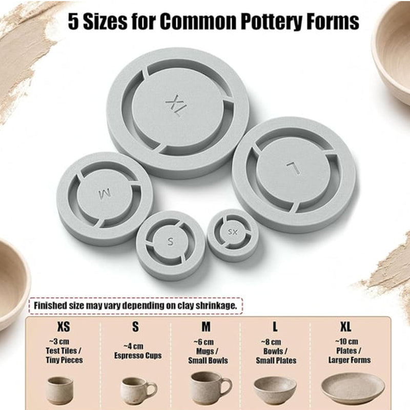 🥳2026 HOT SALE🥳💞50K+ SOLD!🏺✨ 50% OFF! Pottery Foot Ring Template – Quick centering, 5 sizes for cups to bowls. 3‑step press & shape. Perfect for beginners & hobbyists! 🌀🛠️