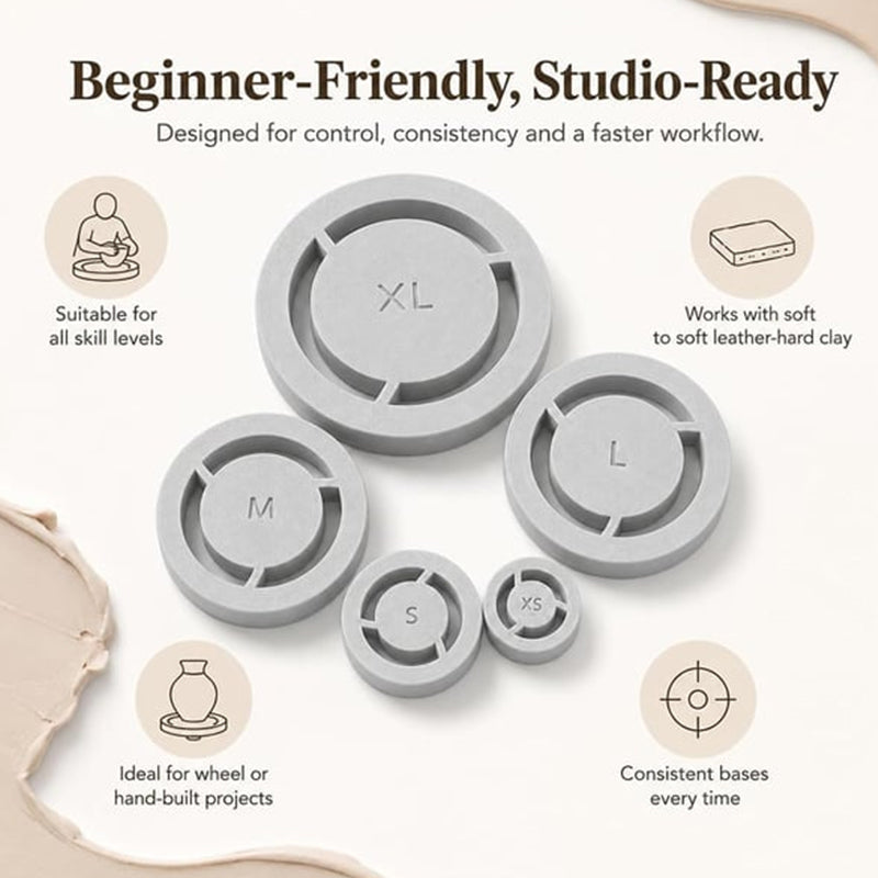 🥳2026 HOT SALE🥳💞50K+ SOLD!🏺✨ 50% OFF! Pottery Foot Ring Template – Quick centering, 5 sizes for cups to bowls. 3‑step press & shape. Perfect for beginners & hobbyists! 🌀🛠️