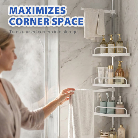🥳2026 HOT SALE🥳💞50K+ SOLD! 🚿🔧 50% OFF! Adjustable Telescopic Corner Shower Caddy – no drilling, 4 tiers & rust-resistant. Max your bathroom corner storage! 🛡️✅