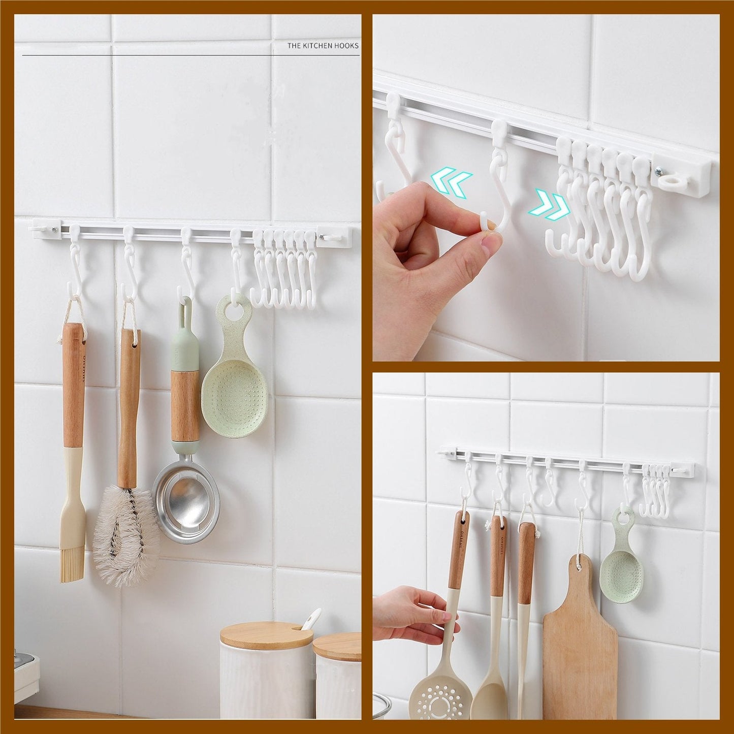 🥳2026 HOT SALE🥳💞50K+ SOLD!🧺🔧 50% OFF! Multifunctional Slide Rail Hook – Punch‑free installation, adjustable hook spacing. Holds utensils, towels & robes – no wall damage! 🏠✨