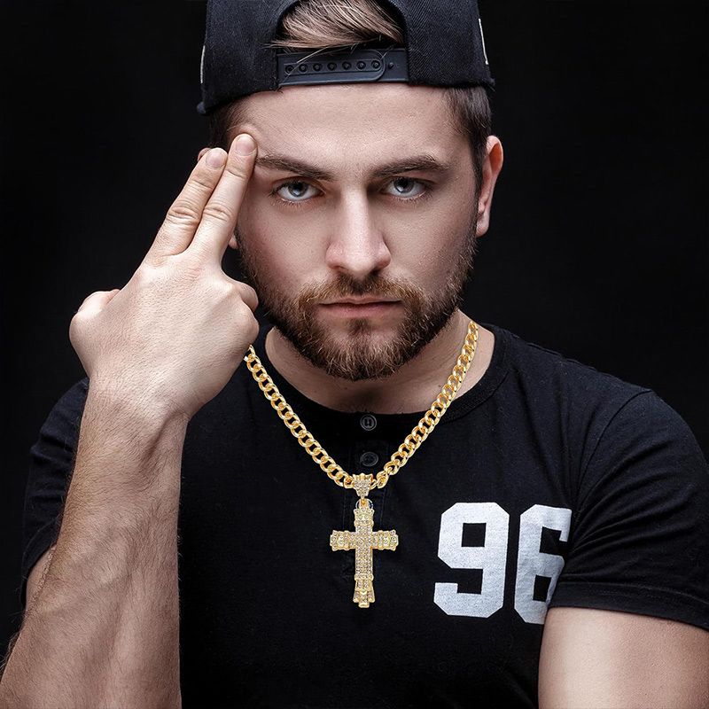 🥳2026 HOT SALE🥳💞50K+ SOLD! 💎✨ 50% OFF! Full Rhinestone Hip‑hop Bold Cross Pendant Necklace – Dazzling crystal cross, chunky chain design. A true statement piece for street style & special occasions – shine like a star! 🌟💛
