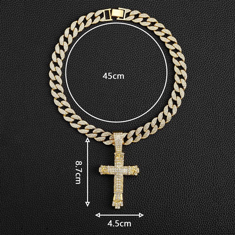 🥳2026 HOT SALE🥳💞50K+ SOLD! 💎✨ 50% OFF! Full Rhinestone Hip‑hop Bold Cross Pendant Necklace – Dazzling crystal cross, chunky chain design. A true statement piece for street style & special occasions – shine like a star! 🌟💛