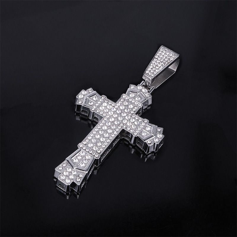 🥳2026 HOT SALE🥳💞50K+ SOLD! 💎✨ 50% OFF! Full Rhinestone Hip‑hop Bold Cross Pendant Necklace – Dazzling crystal cross, chunky chain design. A true statement piece for street style & special occasions – shine like a star! 🌟💛
