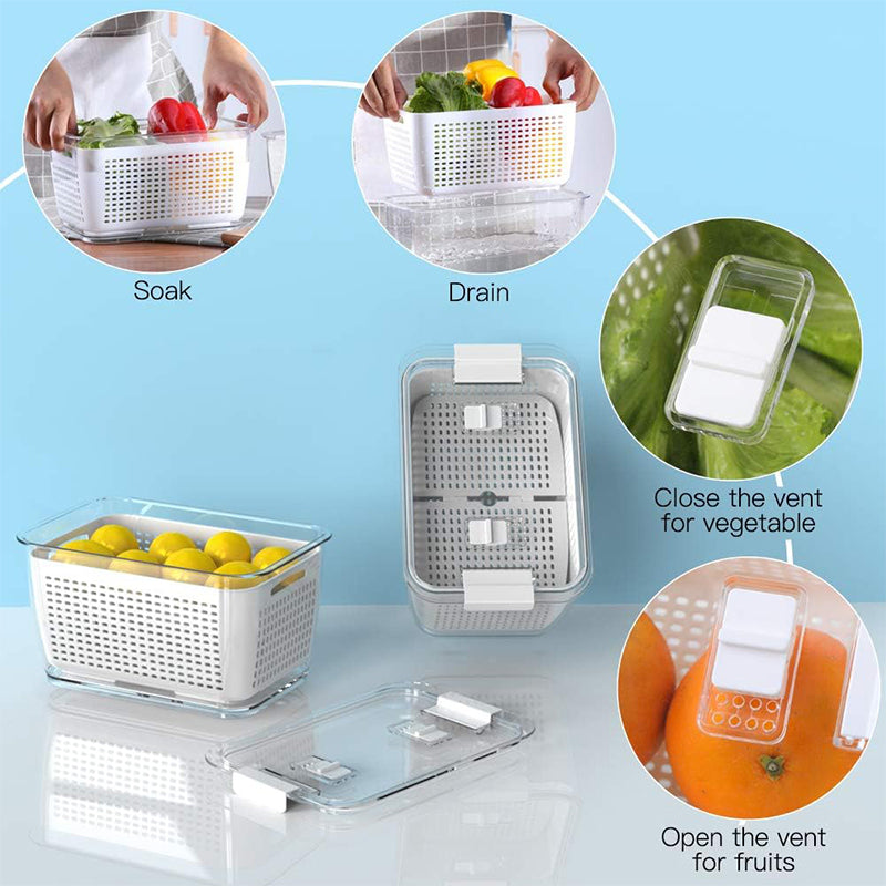🥳2026 HOT SALE🥳💞50K+ SOLD!🍓🥬 50% OFF! Fresh Produce Storage Container – Vent system regulates airflow & humidity, keeps veg & fruit fresh longer. Adjustable dividers – no more squashed or soggy food! 🏠✨
