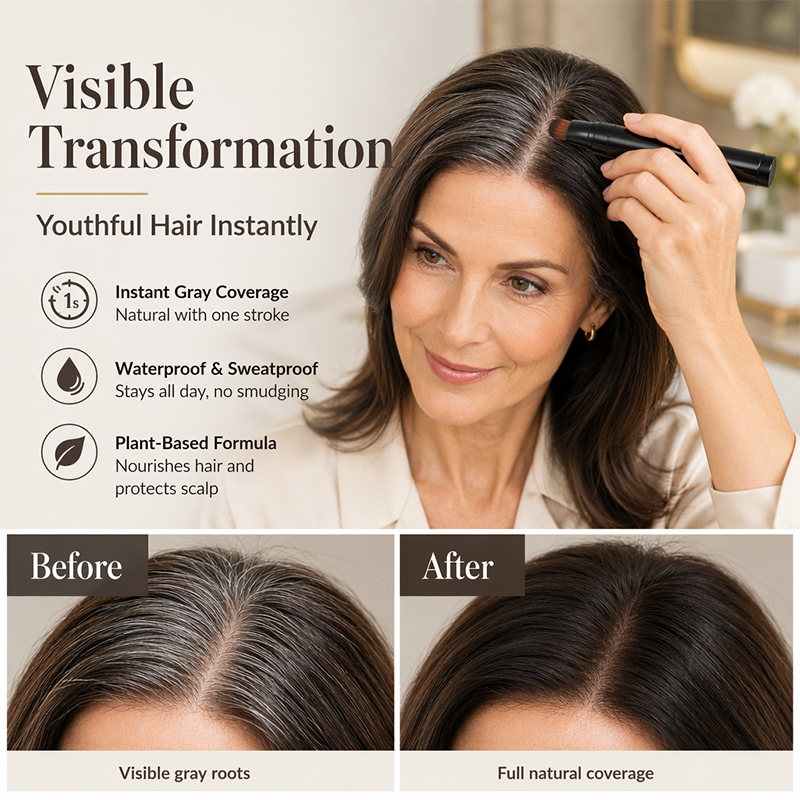 🥳2026 HOT SALE🥳💞50K+ SOLD!⏰🖊️ 50% OFF! Instant Gray Cover Hair Pen – Botanical formula, precise brush. Covers roots & sideburns in seconds – no salon needed! 🌿✨