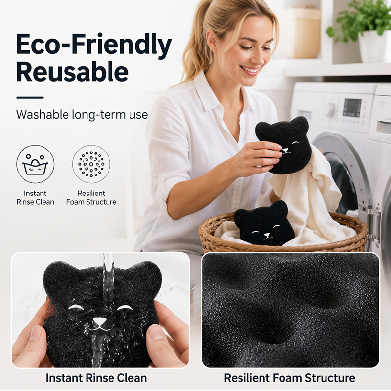 🥳2026 HOT SALE🥳💞50K+ SOLD!🐻🧺 50% OFF! Cute Bear Pet Hair Remover – Reusable laundry pad traps fur during wash/dry, stops hair from reattaching. Clean clothes, less lint! 🧼✨