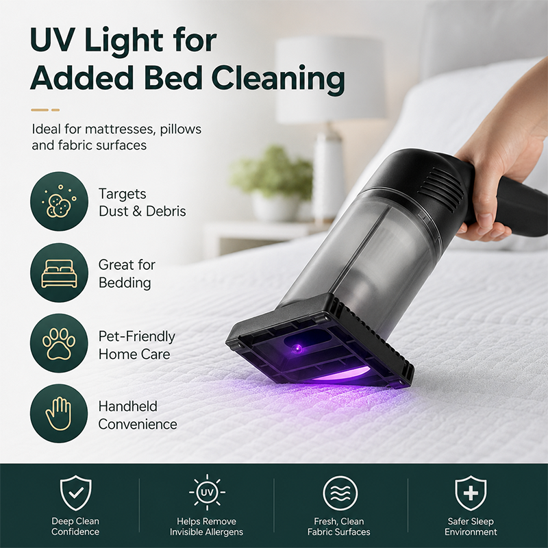 🥳2026 HOT SALE🥳💞50K+ SOLD!🛏️✨ 50% OFF! Handheld Cordless Mattress Vacuum – 15000Pa suction + UV light kills mites & allergens. Deep clean sofas & car seats too – healthier sleep starts here! 🧼💪
