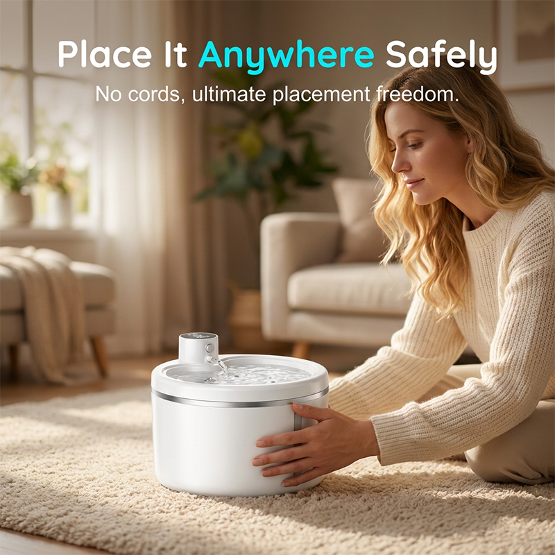 🥳2026 HOT SALE🥳💞50K+ SOLD!🐱💧 50% OFF! Cordless Automatic Cat Water Fountain – No wires, no outlet needed. Place anywhere – living room, bedroom or kitchen. Safe & stylish! 🏠✨