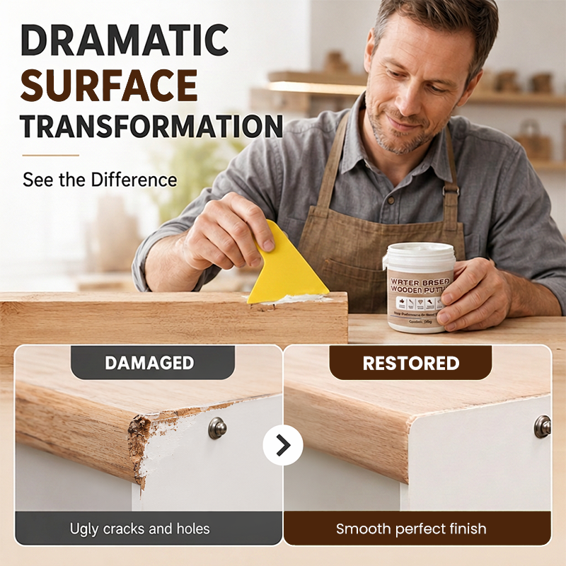 🥳2026 HOT SALE🥳💞50K+ SOLD!🪵🪚 50% OFF! Water‑Based Wooden Putty – 300g white crack filler paste, smooth & sandable. Repair scratches, holes & chips – no professional needed! 💰✨