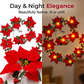 🥳2026 HOT SALE🥳💞50K+ SOLD! 🎄✨ 50% OFF! Light‑Up Poinsettia Christmas Garland – 2m warm LED glow, vivid red blooms & holly leaves. Battery‑powered – no wall socket needed! Perfect for mantels, windows & tables. 🎅🕯️