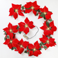 🥳2026 HOT SALE🥳💞50K+ SOLD! 🎄✨ 50% OFF! Light‑Up Poinsettia Christmas Garland – 2m warm LED glow, vivid red blooms & holly leaves. Battery‑powered – no wall socket needed! Perfect for mantels, windows & tables. 🎅🕯️
