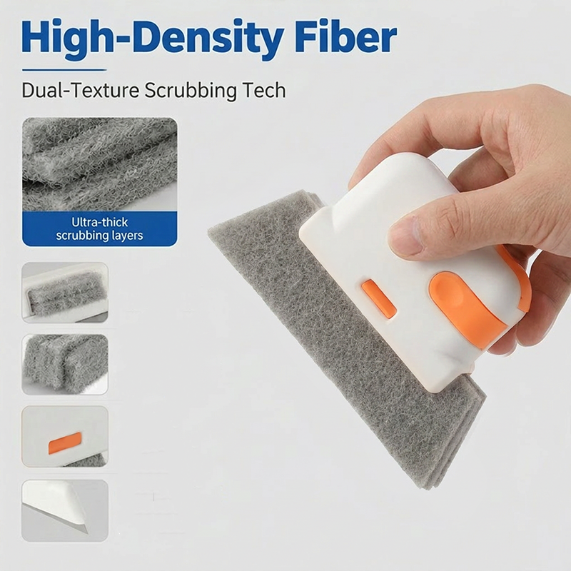 🥳2026 HOT SALE🥳💞50K+ SOLD! 🧽🔧 BUY 1 GET 1 FREE! Window Track Cleaning Tool – Dense cleaning fibers & scrubbing pad for spotless results. Versatile for tracks, stove gaps & bathroom corners – a must-have for every home! 🏠✅