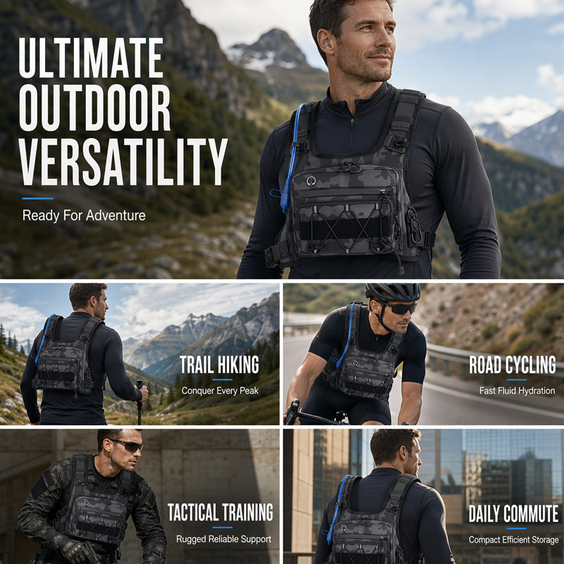 🥳2026 HOT SALE🥳💞50K+ SOLD!🚴💨 50% OFF! Hydration Ready Cycling Vest – Rugged waterproof Oxford, multi‑pockets & tactical webbing. Carry water & essentials hands‑free – perfect for long rides! 🎒✨