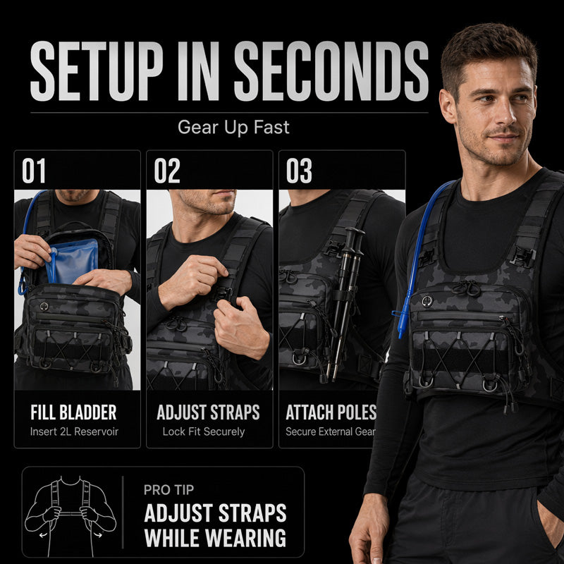 🥳2026 HOT SALE🥳💞50K+ SOLD!🚴💨 50% OFF! Hydration Ready Cycling Vest – Rugged waterproof Oxford, multi‑pockets & tactical webbing. Carry water & essentials hands‑free – perfect for long rides! 🎒✨