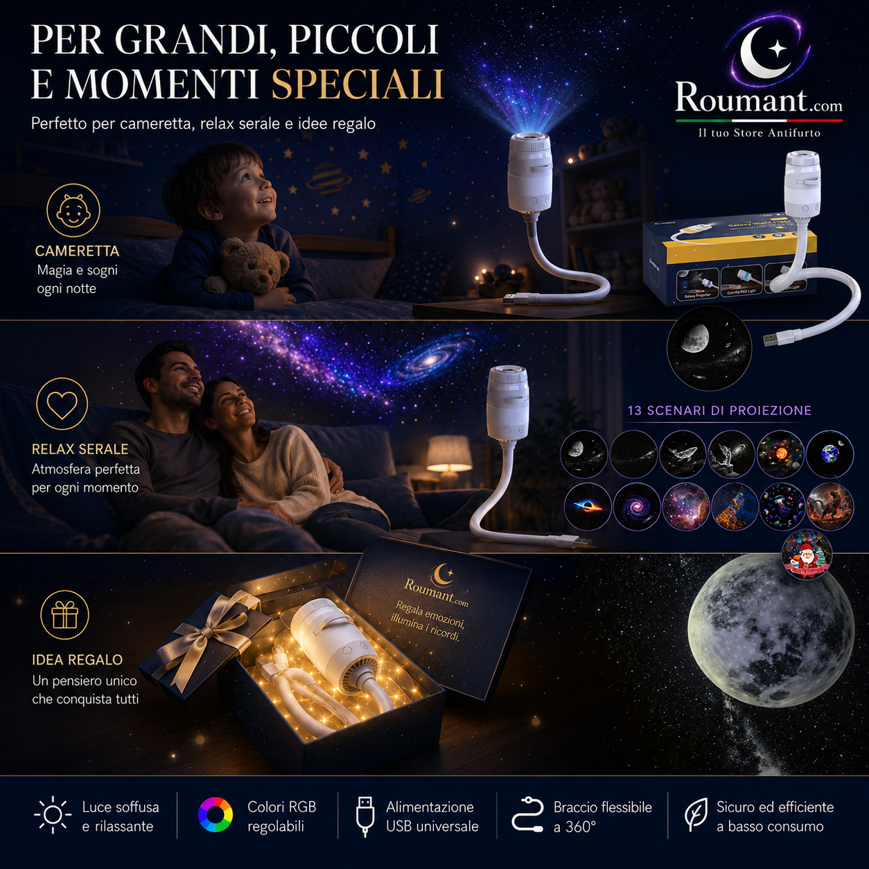 🥳2026 HOT SALE🥳💞50K+ SOLD! 🌌✨ 50% OFF! USB Starry Sky Projector Lamp – 13 interchangeable film discs, flexible gooseneck. Create dreamy galaxy projections – perfect for bedroom relaxation! 🛏️💡