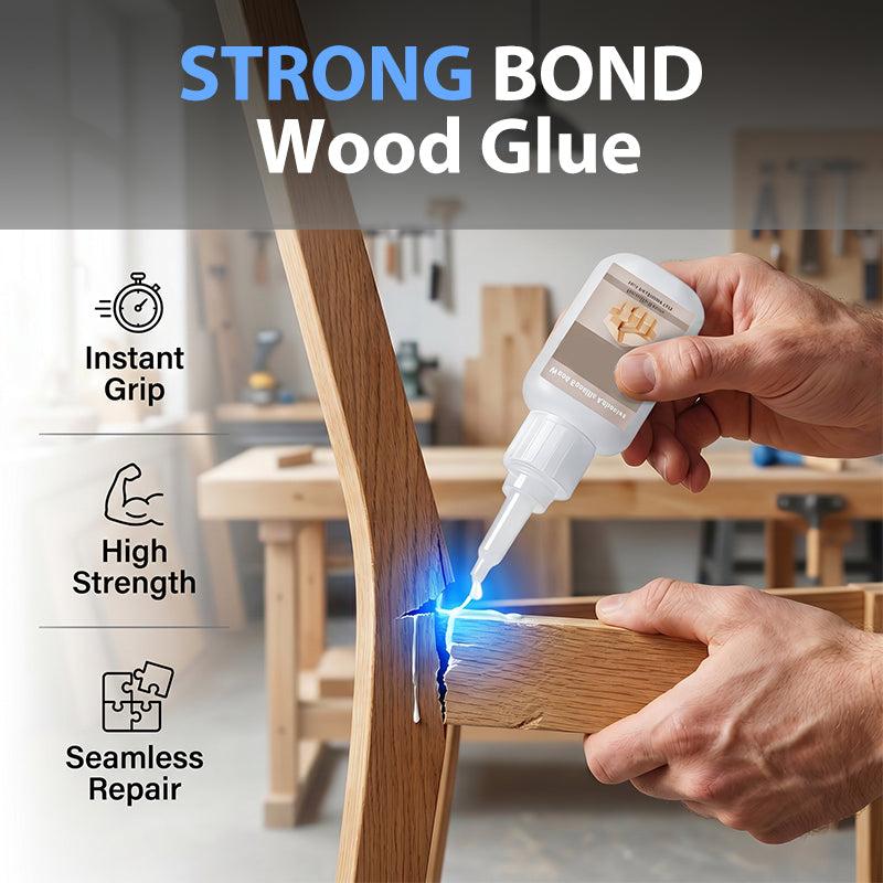 Strong Bond Wood Glue🥳2026 HOT SALE🥳💞50K+ SOLD!🪵🔧 50% OFF! Strong Bond Wood Glue – Heavy‑duty repair for door frames, chairs & tables. Precision tip – no mess, no waste. Fast curing – back in use today! 💪✨