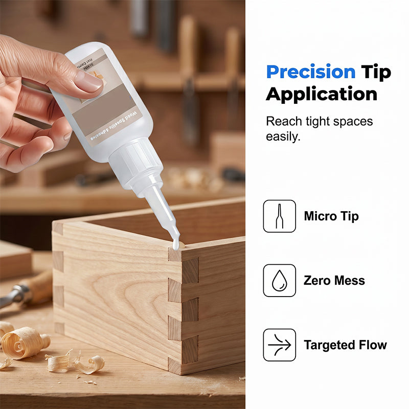 Strong Bond Wood Glue🥳2026 HOT SALE🥳💞50K+ SOLD!🪵🔧 50% OFF! Strong Bond Wood Glue – Heavy‑duty repair for door frames, chairs & tables. Precision tip – no mess, no waste. Fast curing – back in use today! 💪✨