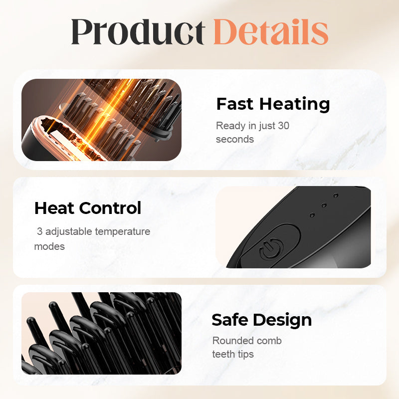 🥳2026 HOT SALE🥳💞50K+ SOLD!🔥⏰ 50% OFF! Mini Cordless Hair Straightener Comb – Heats in 3 seconds, smooths & shines any time. Plant protein coating – gentle on hair, no damage! ✨💇‍♀️
