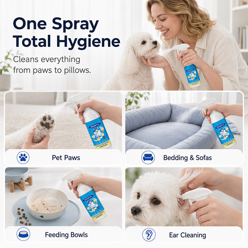 🥳2026 HOT SALE🥳💞50K+ SOLD!🐾🧴 50% OFF! No‑Rinse Pet Cleaning Spray – Ionized water formula removes stains & odours instantly. No water needed – just spray & wipe! 🧼✨