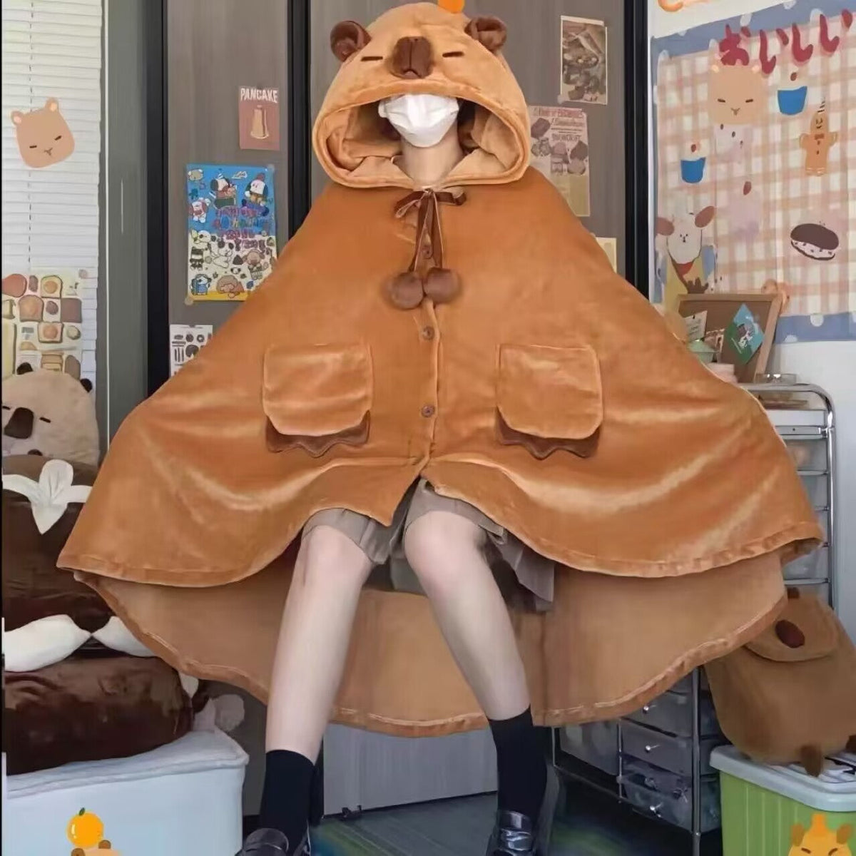 🥳2026 HOT SALE🥳💞50K+ SOLD!🎃🦇 50% OFF! Unisex Wearable Blanket Bat Hooded Cape – Oversized batwing sleeves, thick plush fleece. One size fits all – cozy & cute! 🧣✨