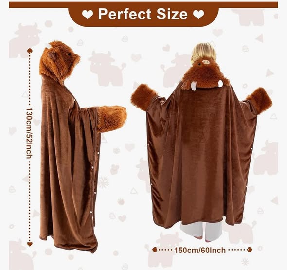 🥳2026 HOT SALE🥳💞50K+ SOLD!🎃🦇 50% OFF! Unisex Wearable Blanket Bat Hooded Cape – Oversized batwing sleeves, thick plush fleece. One size fits all – cozy & cute! 🧣✨