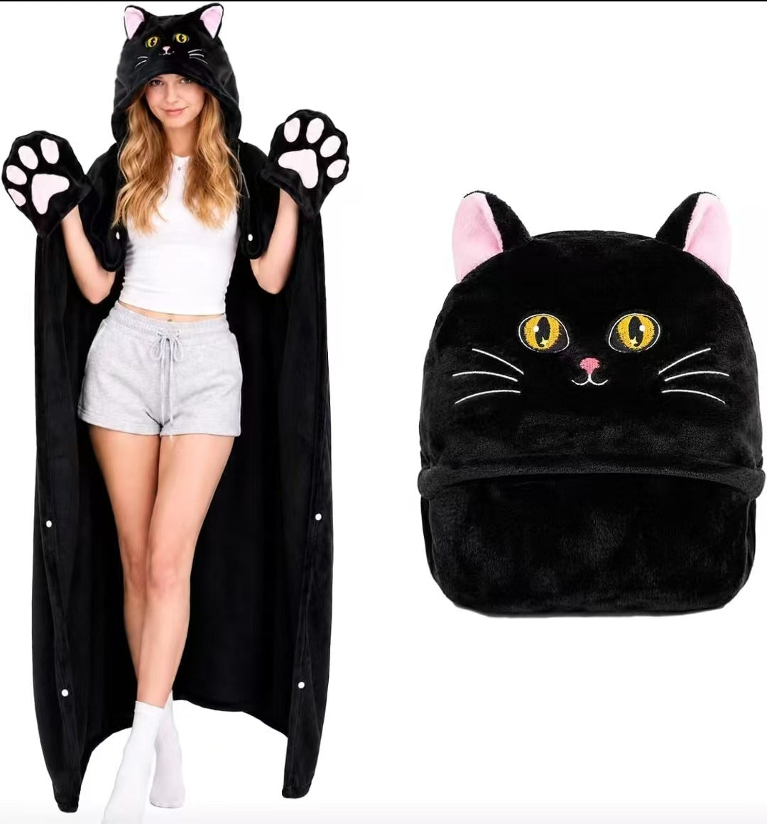 🥳2026 HOT SALE🥳💞50K+ SOLD!🎃🦇 50% OFF! Unisex Wearable Blanket Bat Hooded Cape – Oversized batwing sleeves, thick plush fleece. One size fits all – cozy & cute! 🧣✨