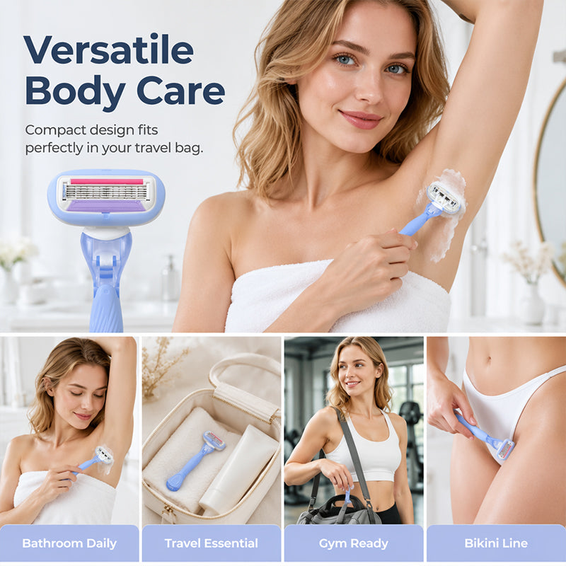 🥳2026 HOT SALE🥳💞50K+ SOLD!🪒🌸 50% OFF! 5‑Blade Razor Handle – Precision sensitive razor for underarms & body. Large soap head glides smoothly – gentle on delicate skin! 🛡️✨