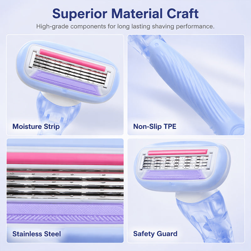 🥳2026 HOT SALE🥳💞50K+ SOLD!🪒🌸 50% OFF! 5‑Blade Razor Handle – Precision sensitive razor for underarms & body. Large soap head glides smoothly – gentle on delicate skin! 🛡️✨