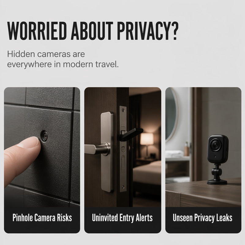 🥳2026 HOT SALE🥳💞50K+ SOLD!📡🔍 50% OFF! Smart Infrared Camera Detector – Finds hidden pinhole lenses instantly. LED flashlight & door alarm – travel with privacy & peace of mind! 🏨✨